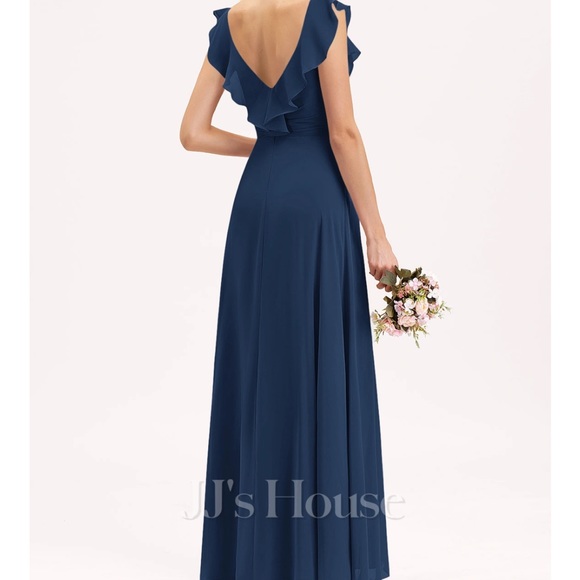 JJs House Navy Bridesmaid Dress *UNALTERED size 4* - Picture 3 of 8